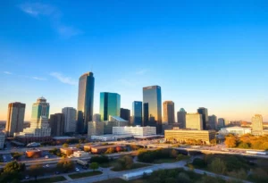 Dallas skyline with the Kay Bailey Hutchison Convention Center