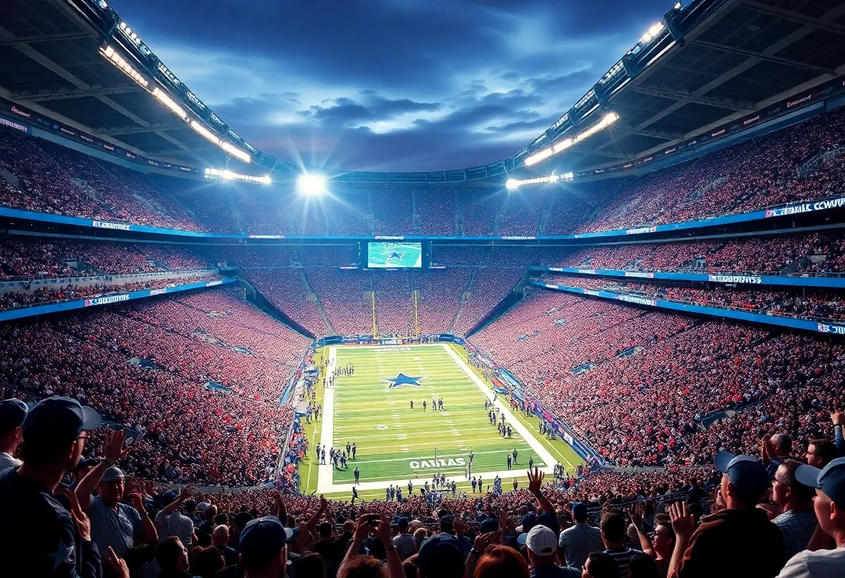 Crowd at Dallas Cowboys football stadium