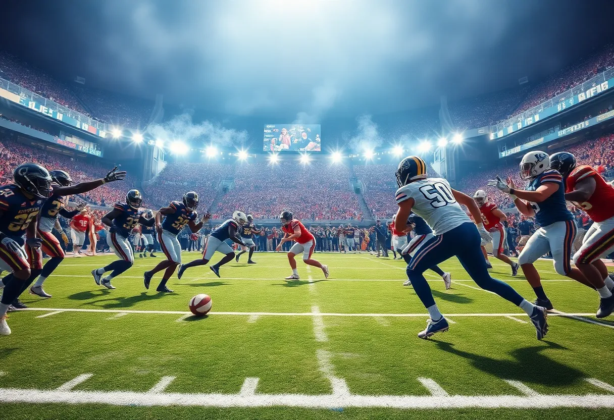 Dallas Cowboys plays against Detroit Lions on the football field