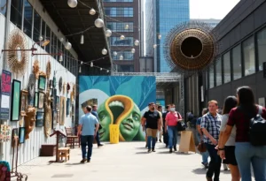 Art installations and vibrant street life in Dallas