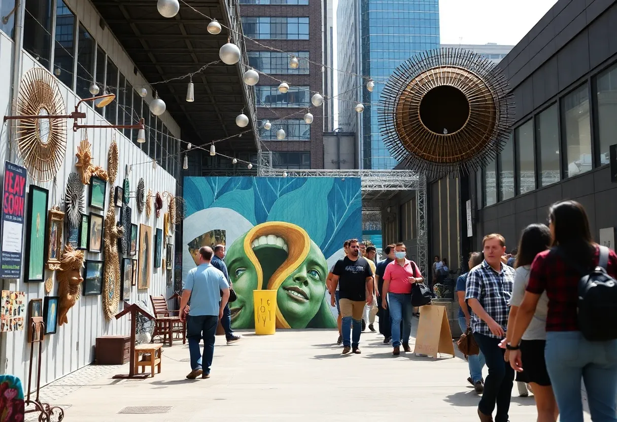 Art installations and vibrant street life in Dallas