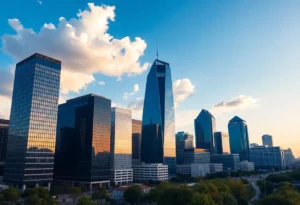 Skyline of Dallas's financial district representing investment and growth.