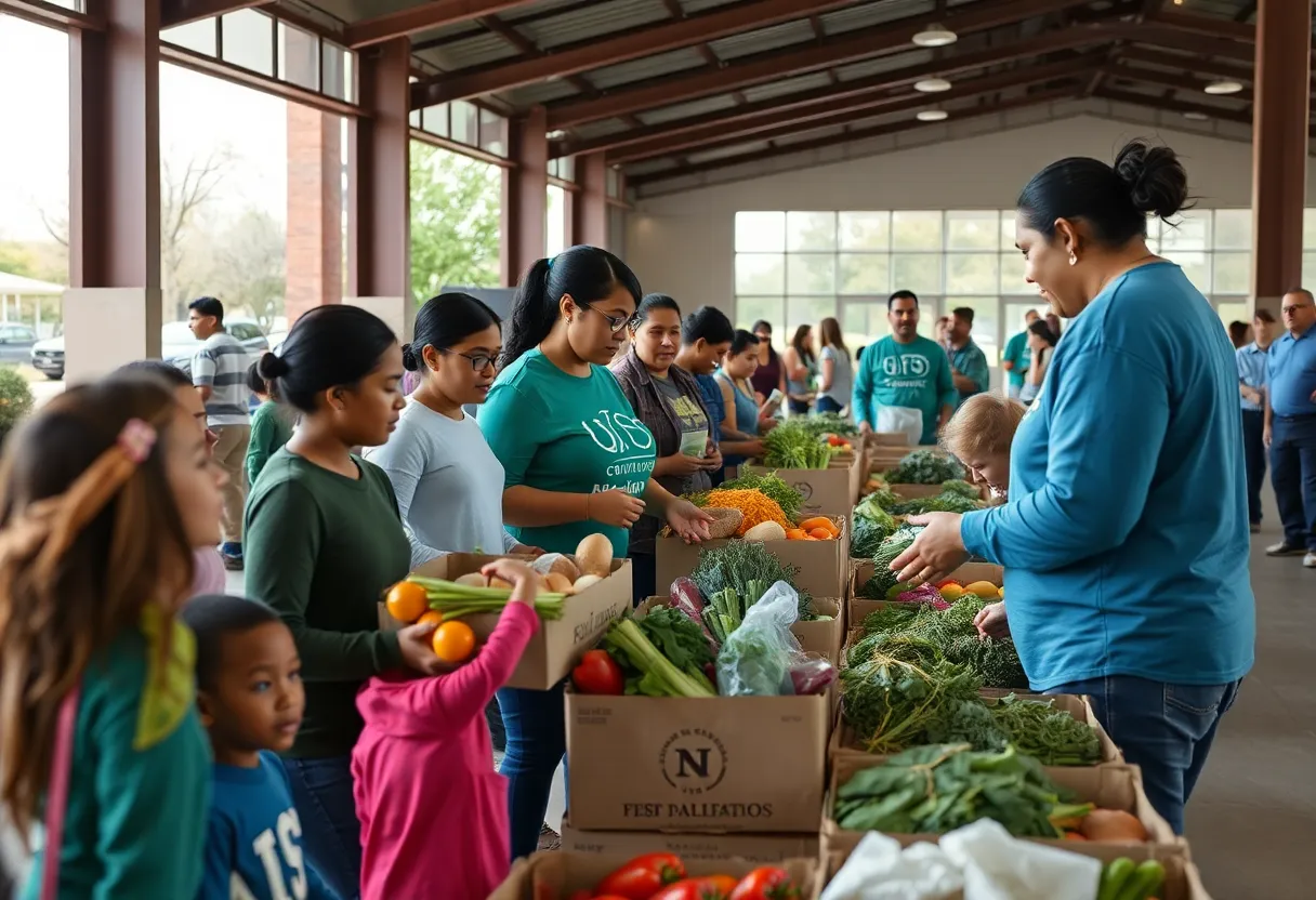 Families receiving food assistance at UNT Dallas food distribution event