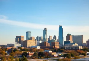 Skyline of the Dallas-Fort Worth area representing economic activity