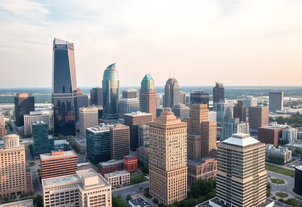 Aerial view of Dallas-Fort Worth skyline showcasing modern architecture