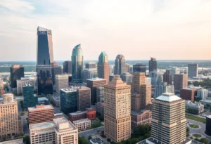 Aerial view of Dallas-Fort Worth skyline showcasing modern architecture