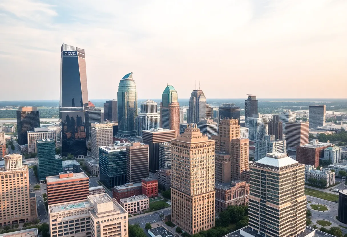 Aerial view of Dallas-Fort Worth skyline showcasing modern architecture