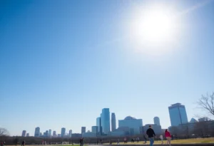 Dallas-Fort Worth skyline under sunny skies