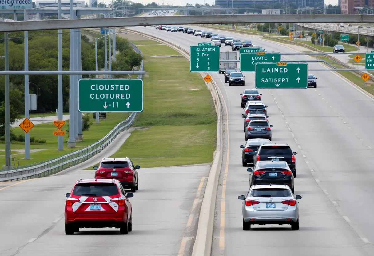 Traffic scene on a highway in Dallas-Fort Worth