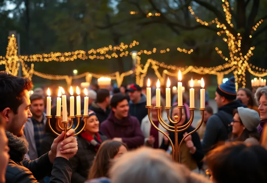 Community members celebrating Hanukkah in Dallas.