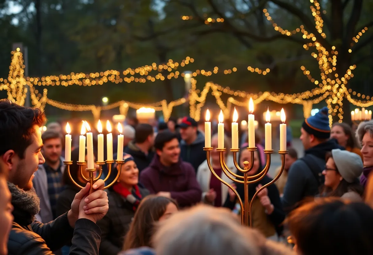 Community members celebrating Hanukkah in Dallas.