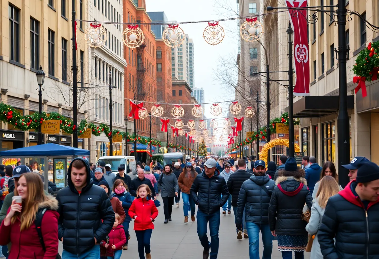 Crowd enjoying holiday events in Dallas