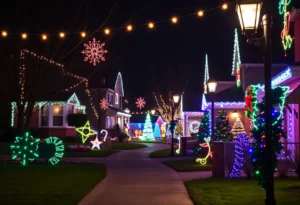 Holiday decorations on Deloache Avenue, Dallas