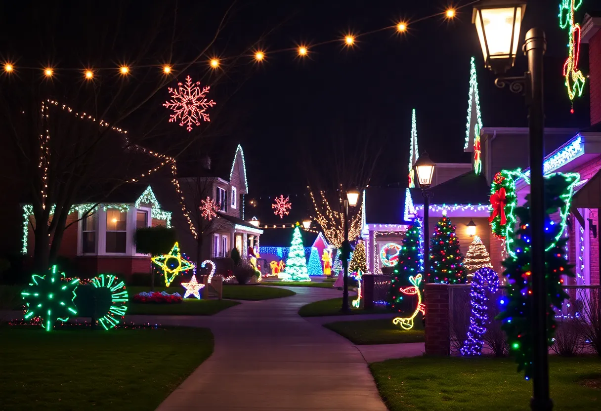 Holiday decorations on Deloache Avenue, Dallas