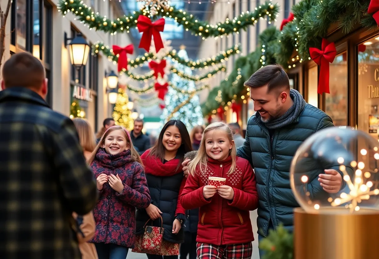 Families enjoying Dallas holiday events in the Design District