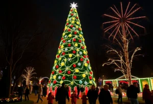 Illuminated 52-foot Mayor's Tree at Klyde Warren Park