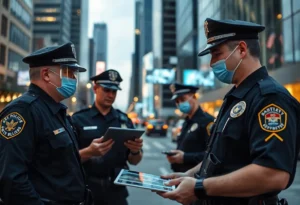 Dallas police officers using facial recognition technology in an investigation.