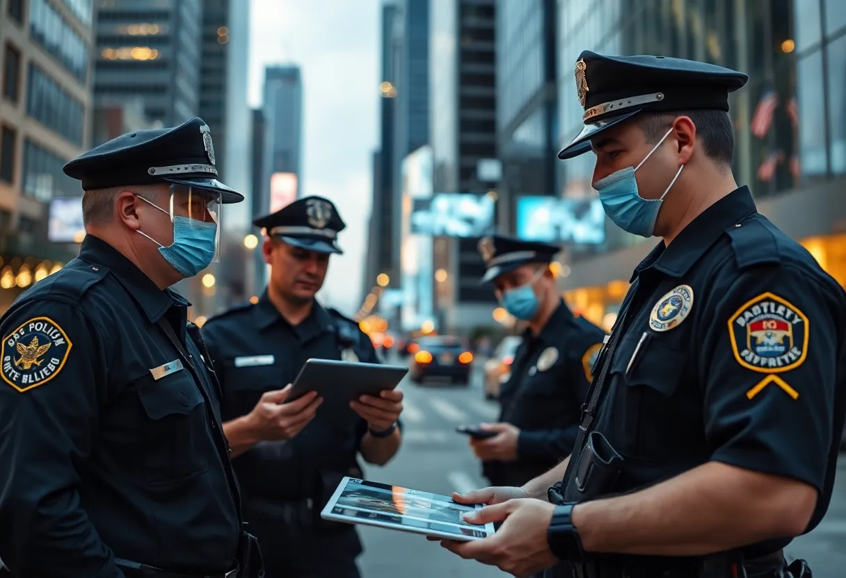 Dallas police officers using facial recognition technology in an investigation.