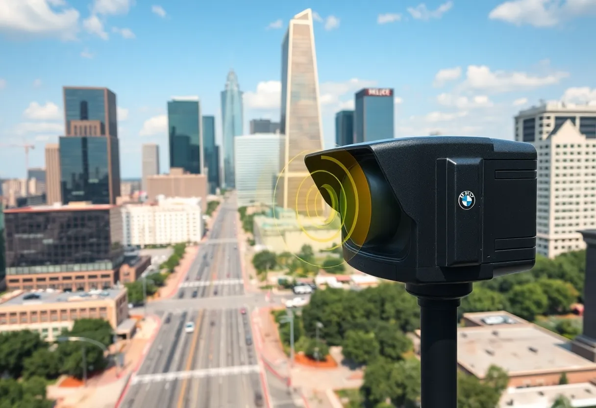 Illustration of gunshot detection sensors in Dallas