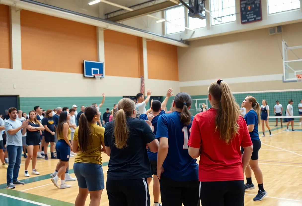 Dallas PULSE volleyball players during a preseason scrimmage