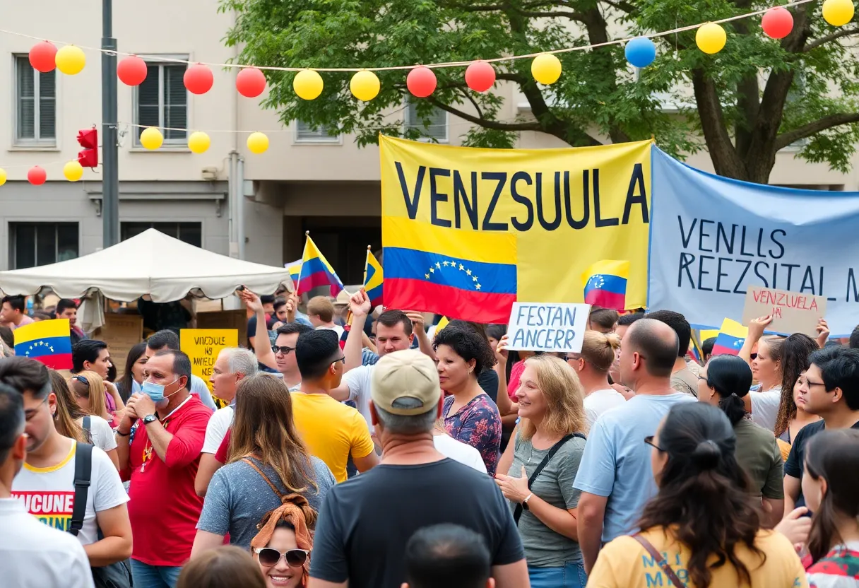 Activists at the Red Christmas fundraiser supporting Venezuela