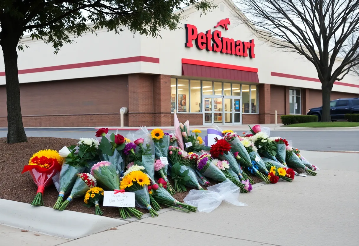 Memorial for a Dallas shooting victim with flowers and candles