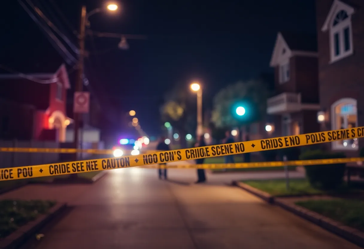 Crime scene in Dallas with police presence and caution tape.