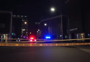 Police lights at a crime scene in Dallas