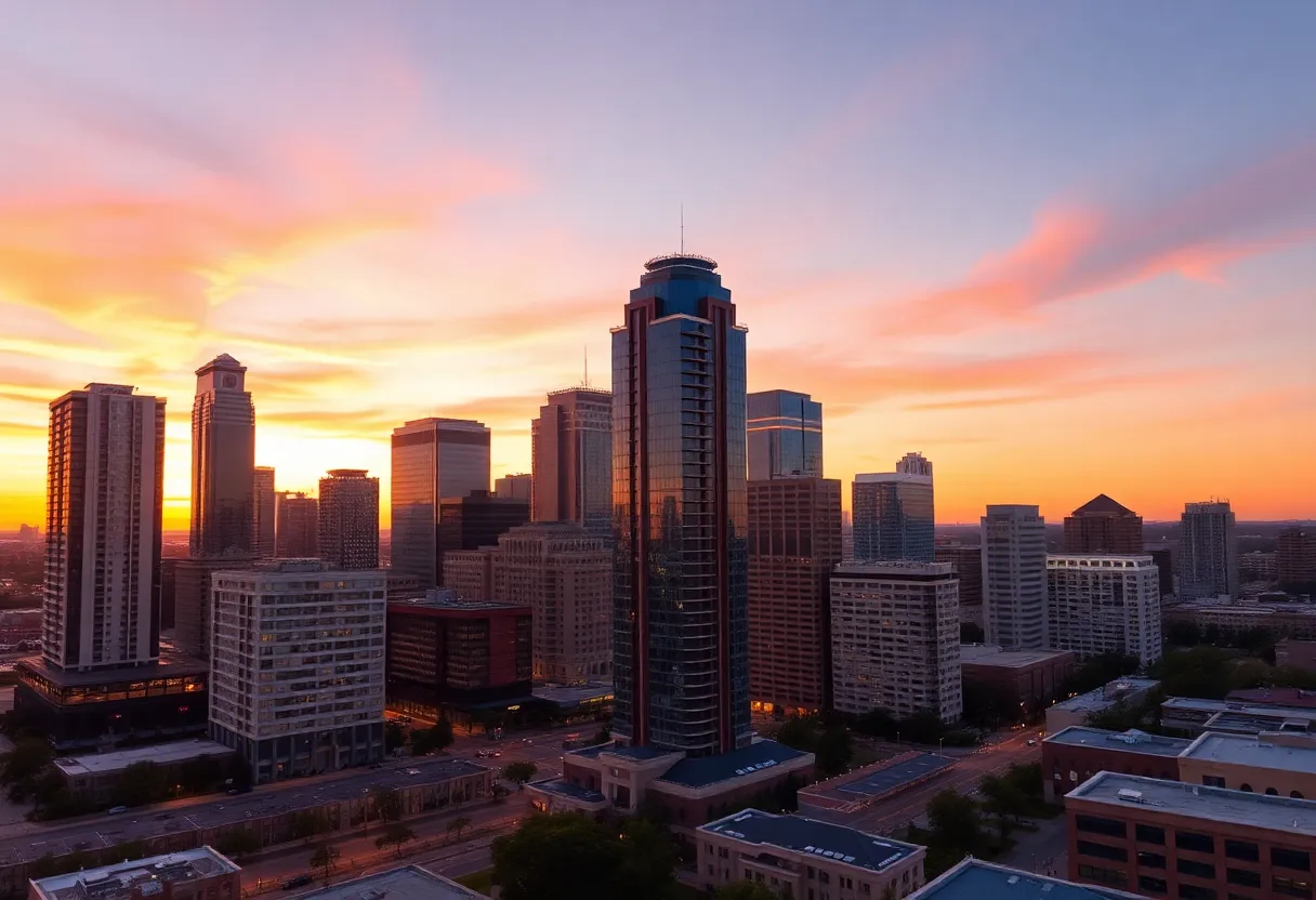 Dallas city skyline showing apartment buildings highlighting the rental market