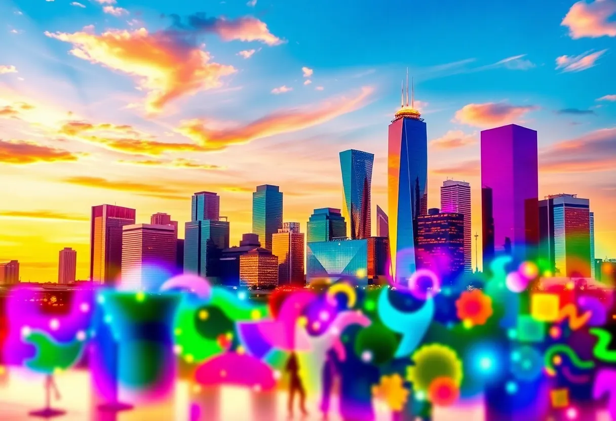 Colorful Dallas skyline symbolizing media and community change