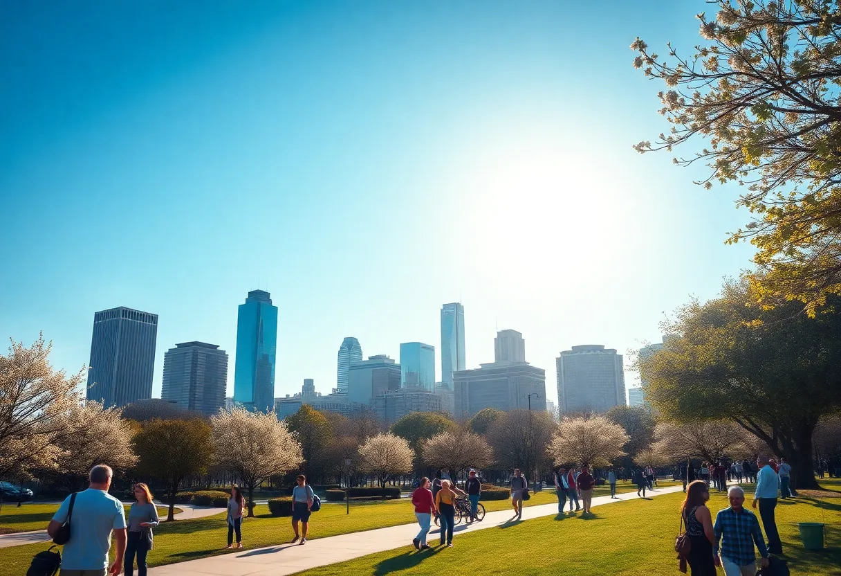 Scenic view of the Dallas skyline under sunny weather