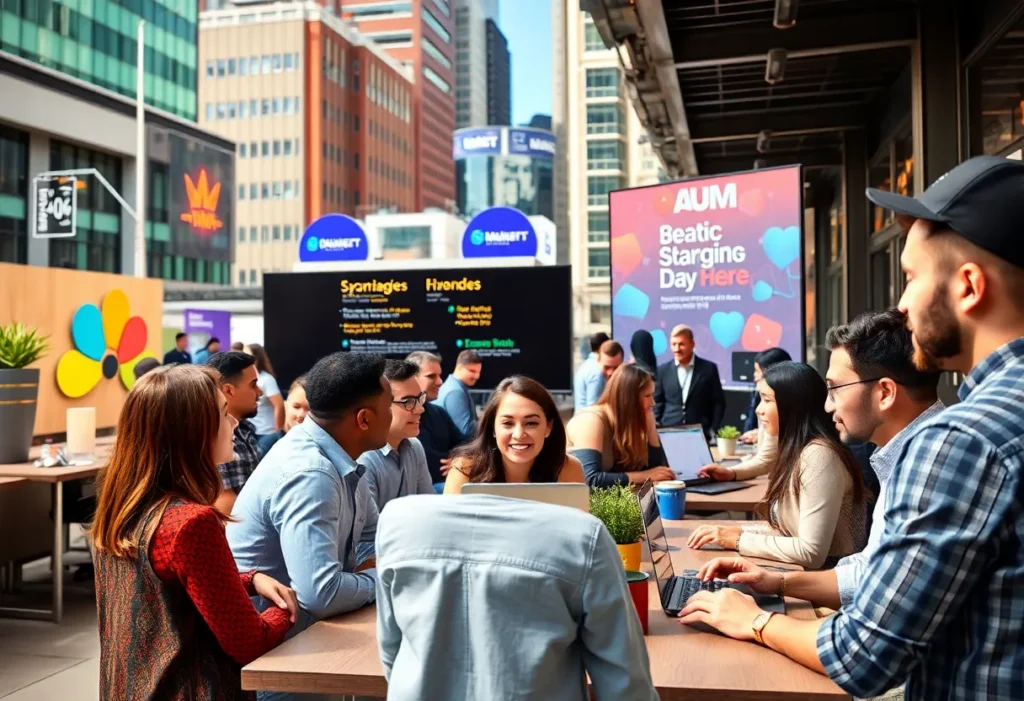 Illustration of various startups thriving in Dallas-Fort Worth area, representing innovation and diversity.