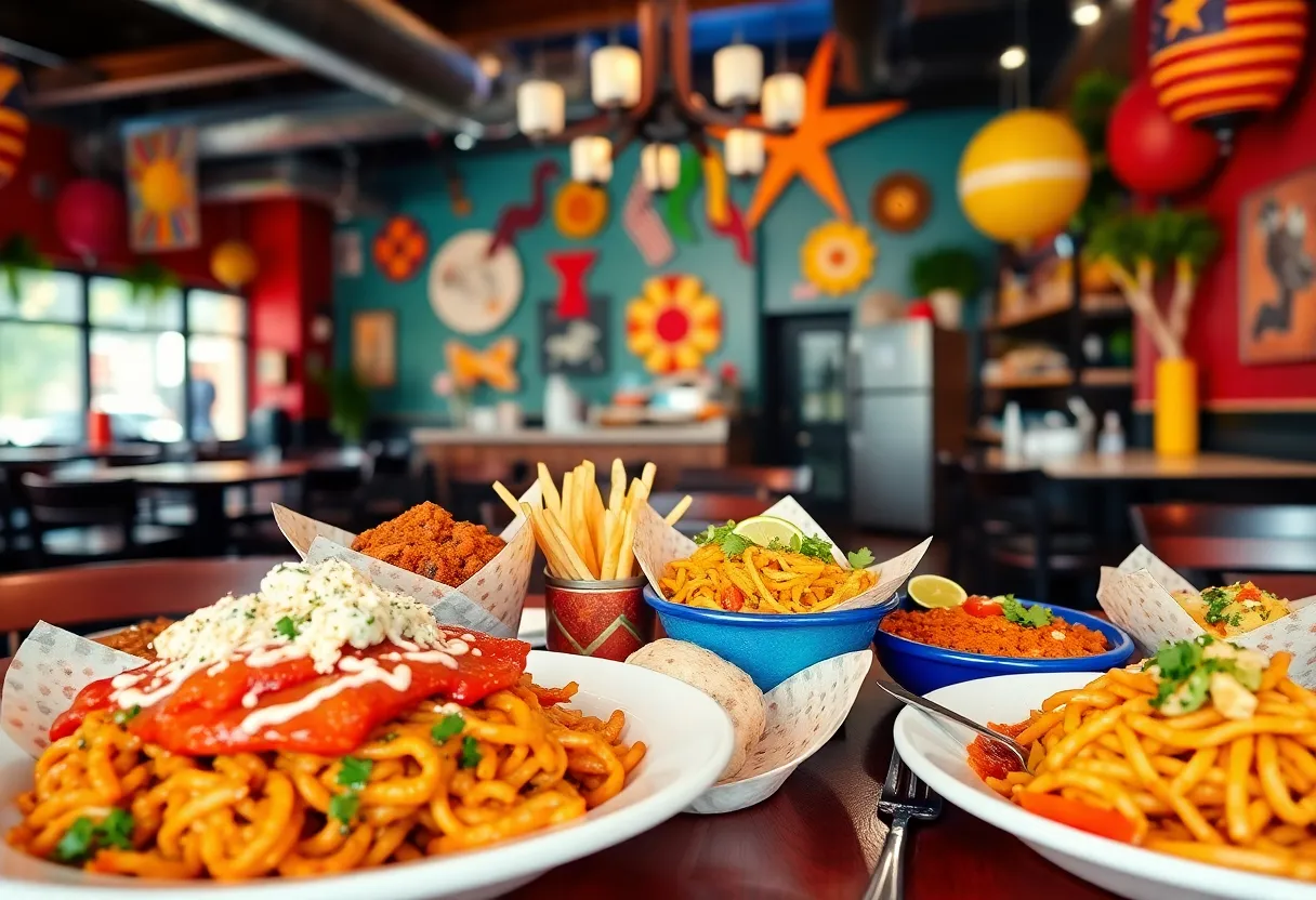 A colorful display of Tex-Mex dishes at a Dallas restaurant
