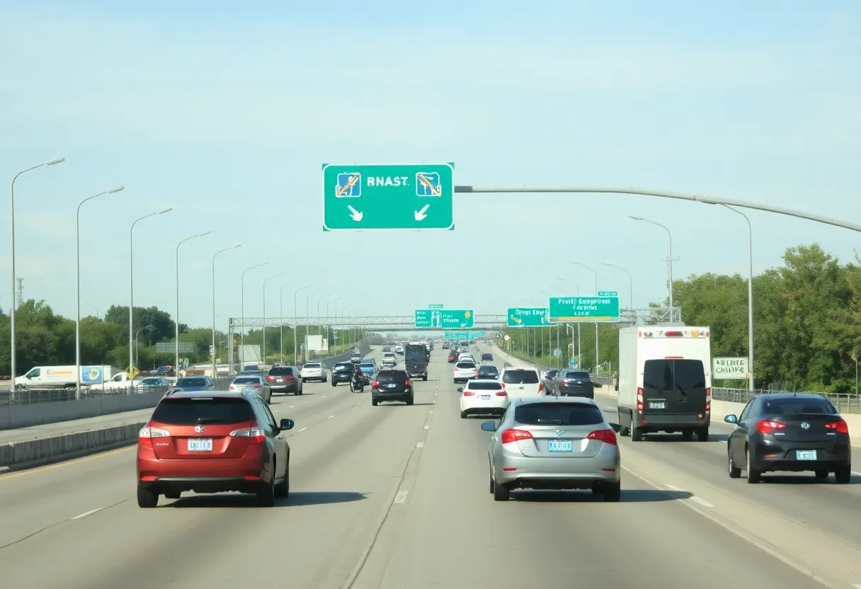 Clear and congested traffic on Dallas highways