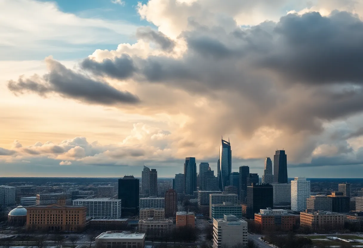 Dramatic weather change in Dallas with contrasting temperatures.