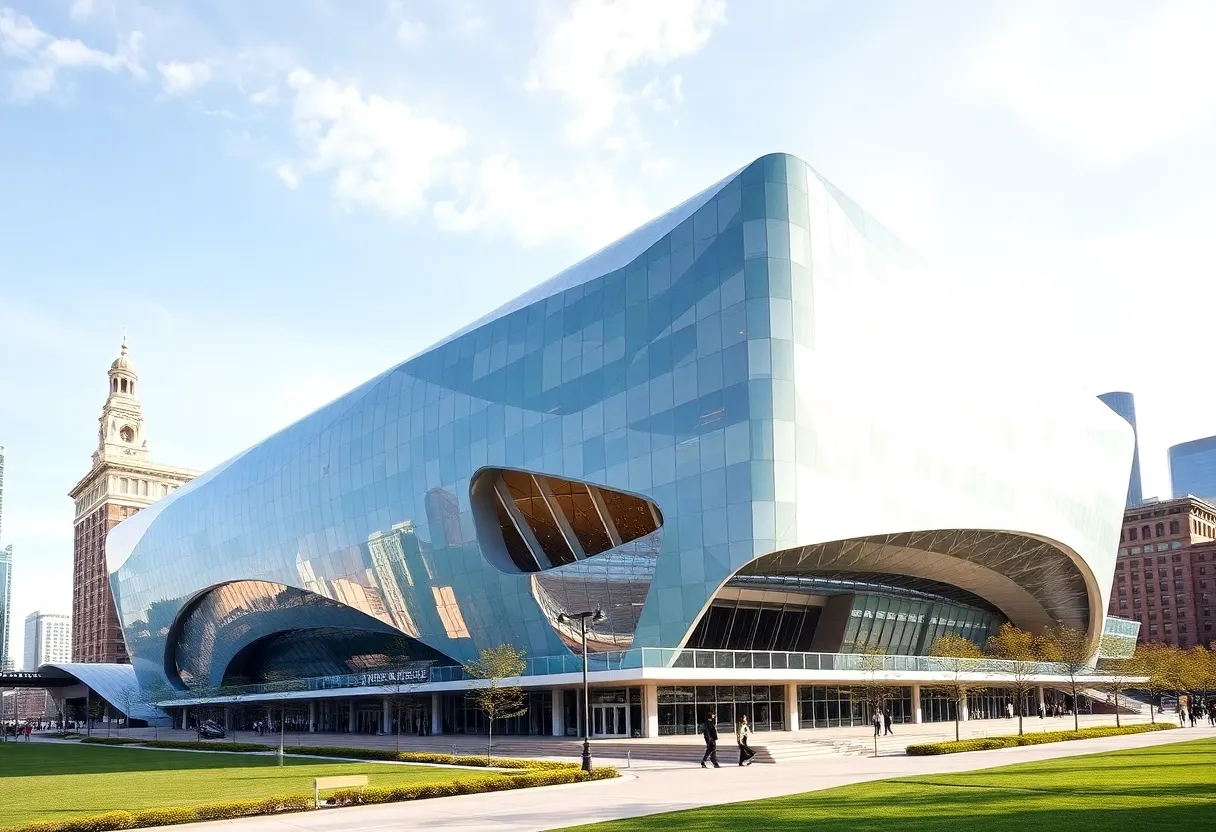 Design concept of the Memorial Auditorium arena in Dallas for the WNBA's Dallas Wings.