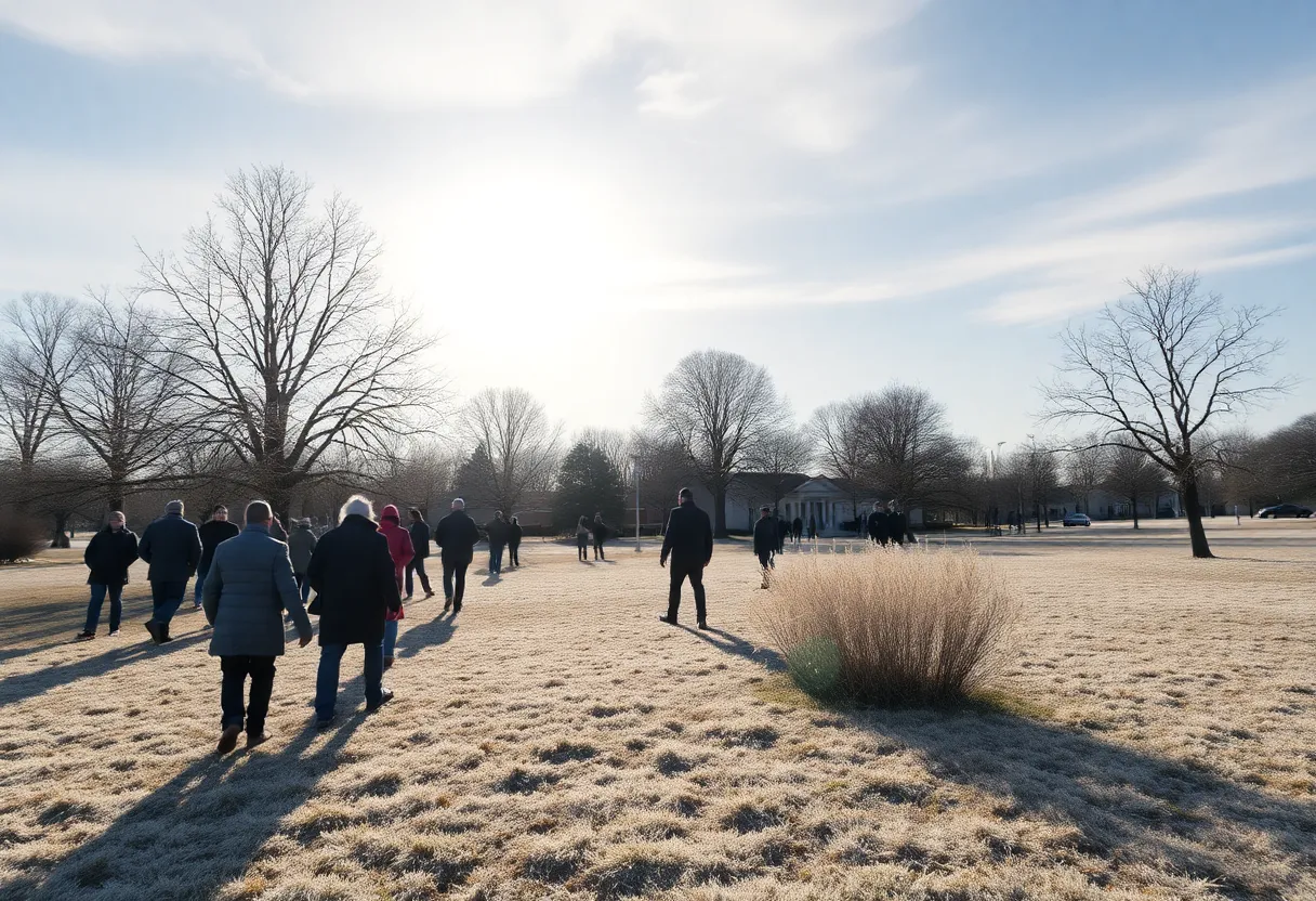 Frosty winter morning in Dallas-Fort Worth with clear skies