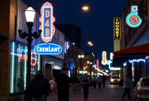 Vibrant street scene in Deep Ellum highlighting community safety measures.
