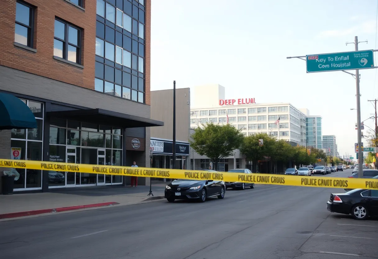 Crime scene in Deep Ellum with police presence