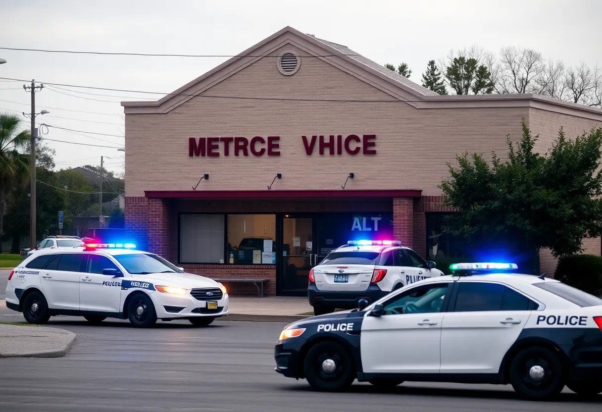 Police cars and emergency response at Delaware DMV shooting scene