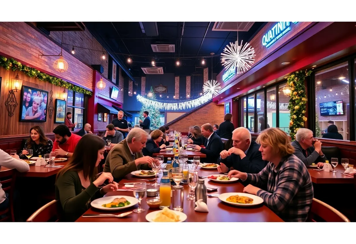 Festive dining atmosphere at Denton restaurants during New Year's