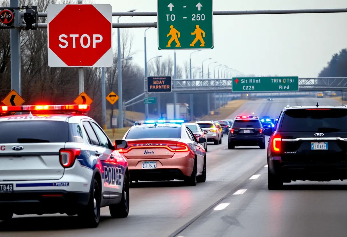 Police enforcing traffic laws on highways during the holiday season in Dallas-Fort Worth.