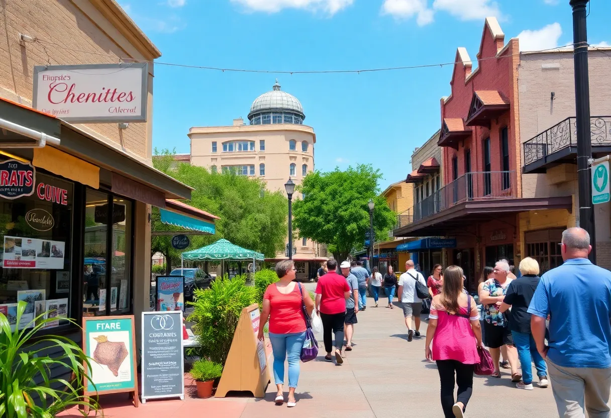Community members engaging with small businesses in San Antonio's Eastside