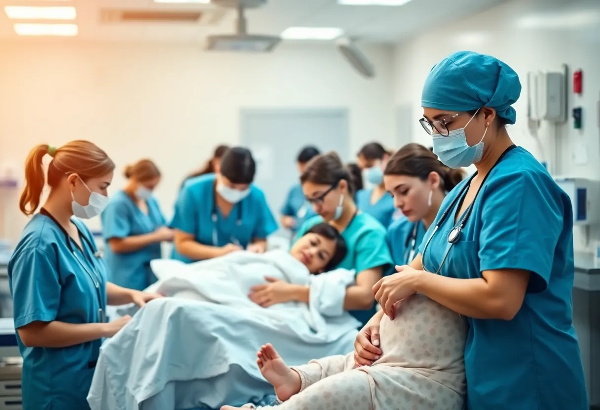 Nurses providing care in a busy hospital emergency room