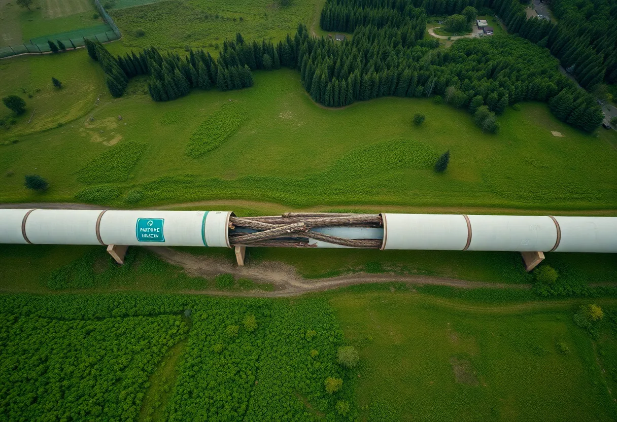 Pipeline showing signs of leaks and environmental impact