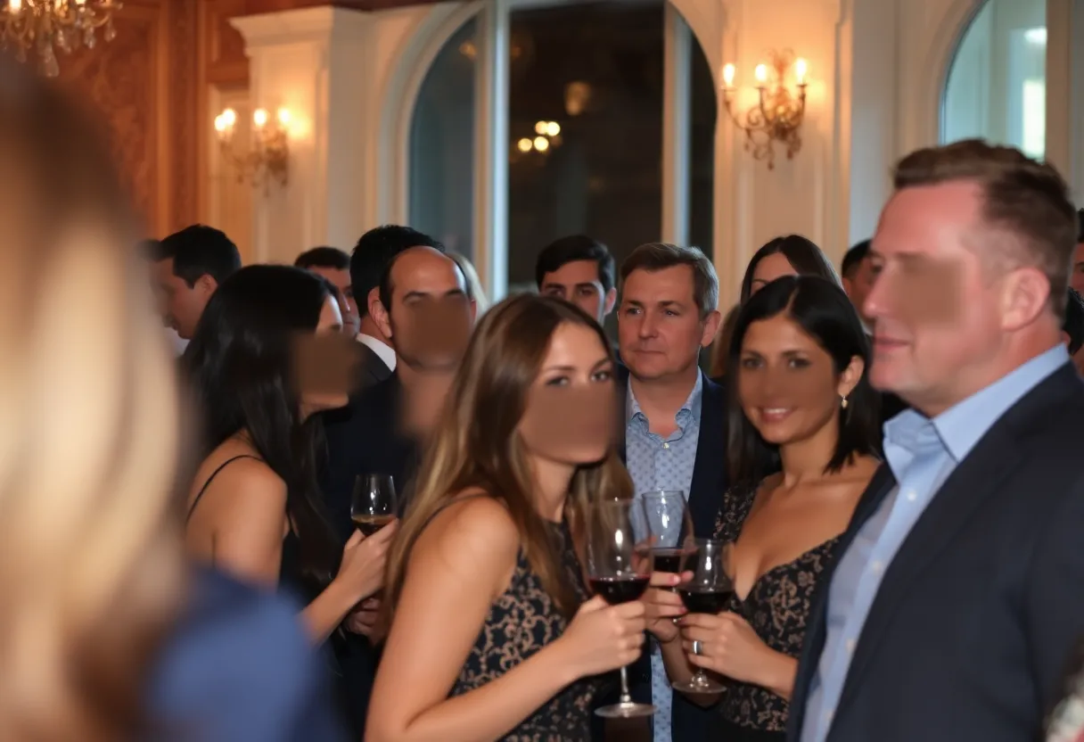 Social gathering with blurred faces for privacy