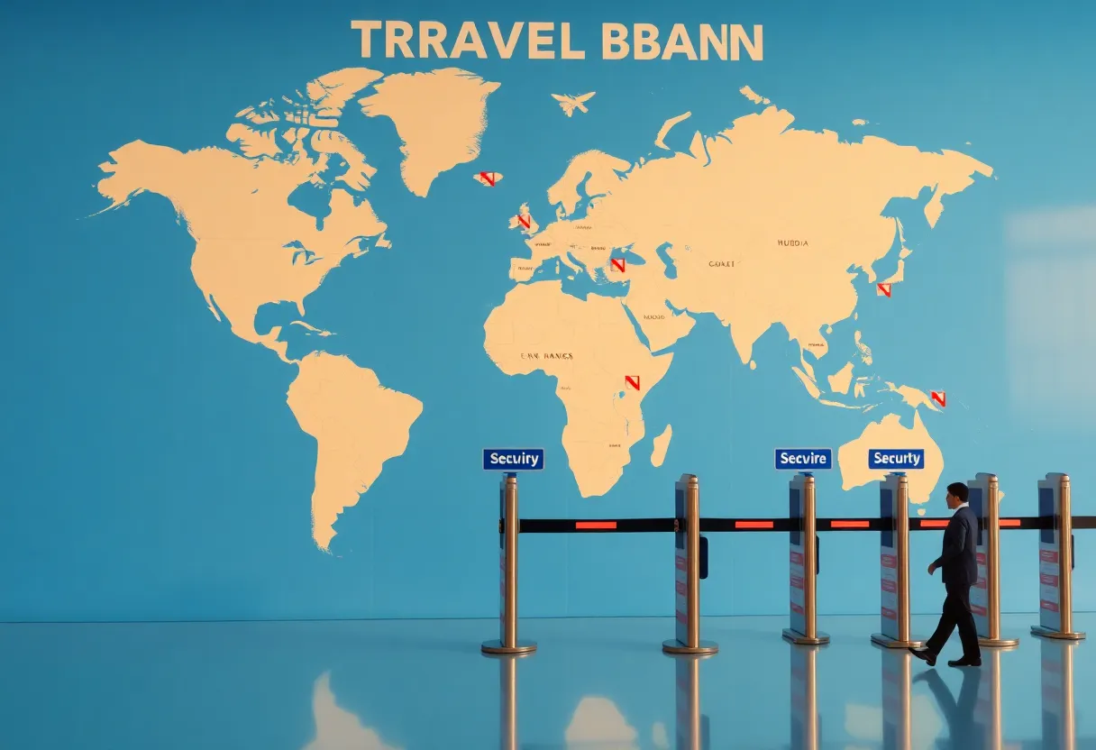 Map showing countries affected by the expanded U.S. travel ban