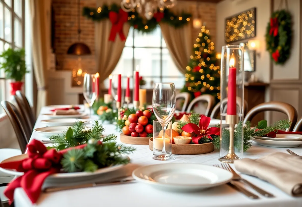 A beautifully arranged holiday dining table in Dallas