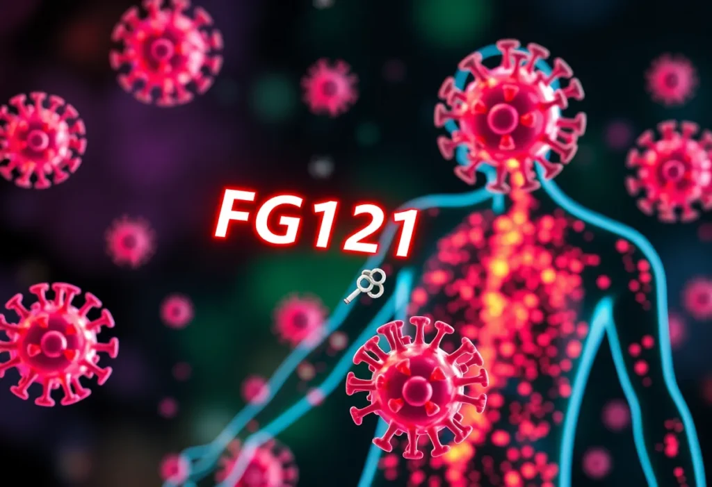 Illustration of FGF21 interacting with flu viruses