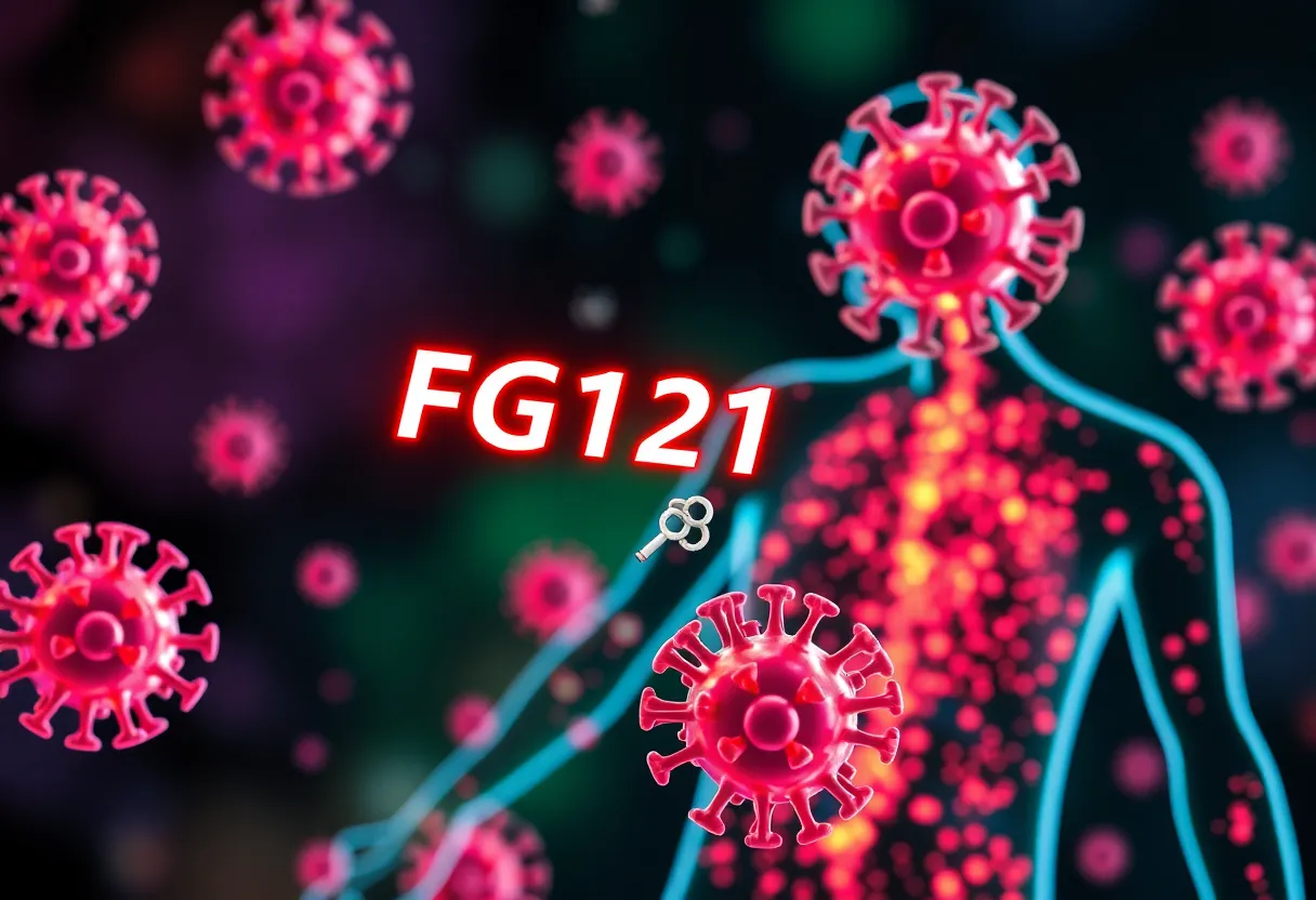 Illustration of FGF21 interacting with flu viruses